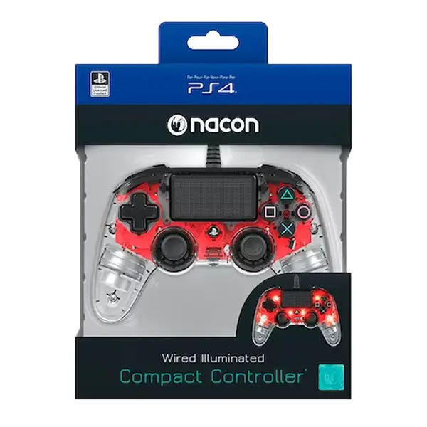 Mando Nacon Controller Wired Illuminated Compact Red PS4 - PeruGame